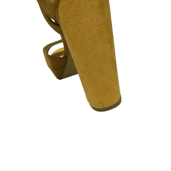 Forever 21 Mustard Block Heel Ankle Strap Shoes Size 7 - Picture 7 of 9